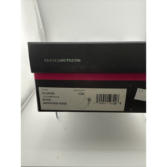 Vince Camuto Vayda Black Leather & Suede Bootie Gold Buckle Zip Size 10 M NWB - Picture 15 of 16